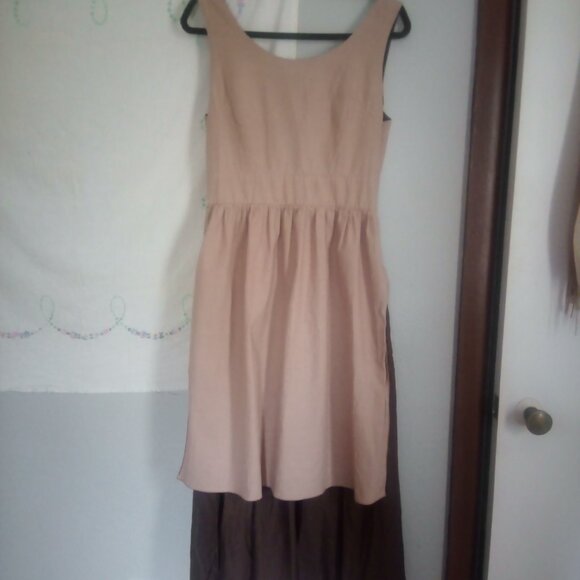 Brown beige linen apron dress Aya Sacredwear SMALL - Picture 6 of 6